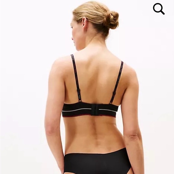 Tommy Hilfiger Signature Logo Push-Up Bralette Black 34B - Picture 2 of 6